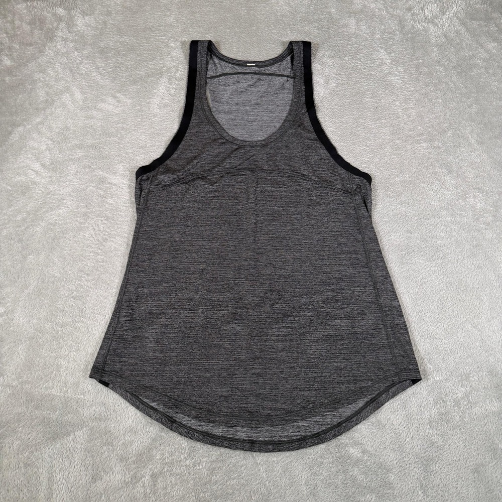 Lululemon On Track Singlet Womens 4 Heathered Black Racerback Running Top